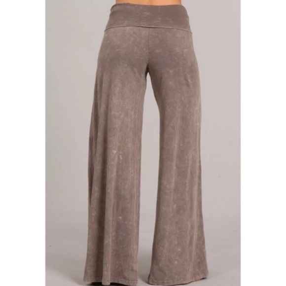 SOLD OUT Desert Taupe Mineral Wash Wide Leg High Waist Palazzo Boho Casual - Picture 4 of 5